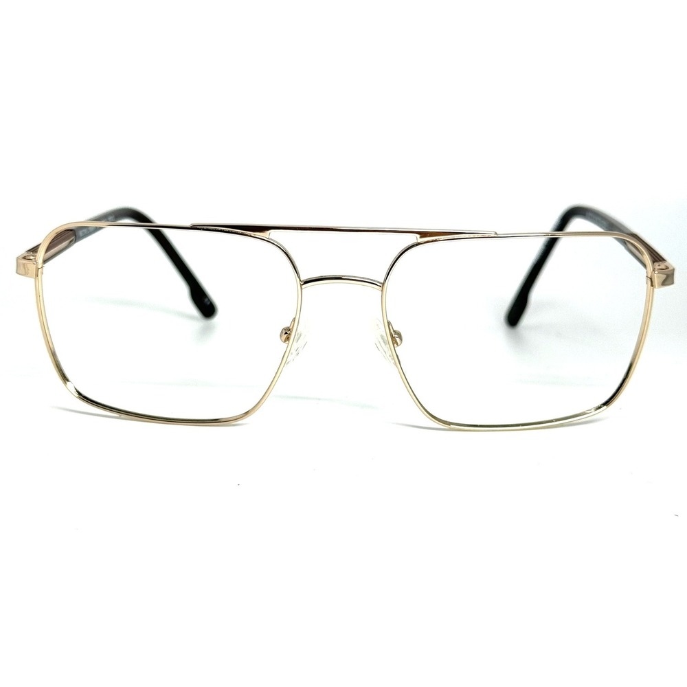 Advantage MT74 Gold Square Double Bridge Eyeglass Frames 60-18-150 Mens Womens